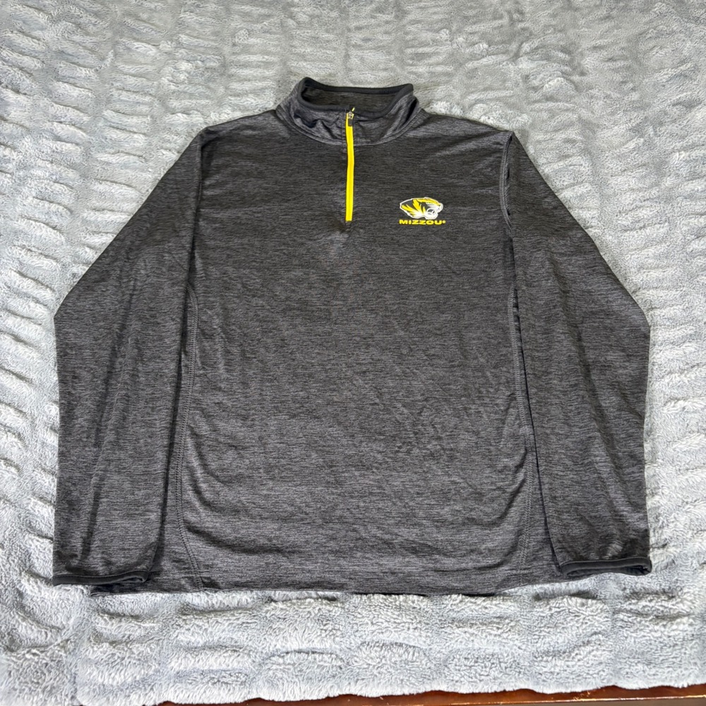 Colosseum Mizzou Missouri Tigers Mens Medium 1/4 Zip Pullover Heather Gray AR826